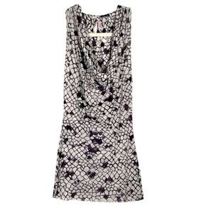 Sweet Pea Tank Top. Fitted Stretch Mesh. White With Purple Pattern. NWOT Small.